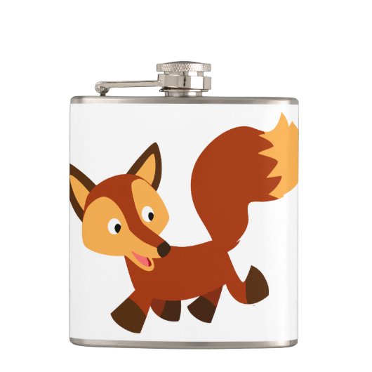 Niedlich Happy Cartoon Fox Hip Flask Flachmann (Vorderseite)