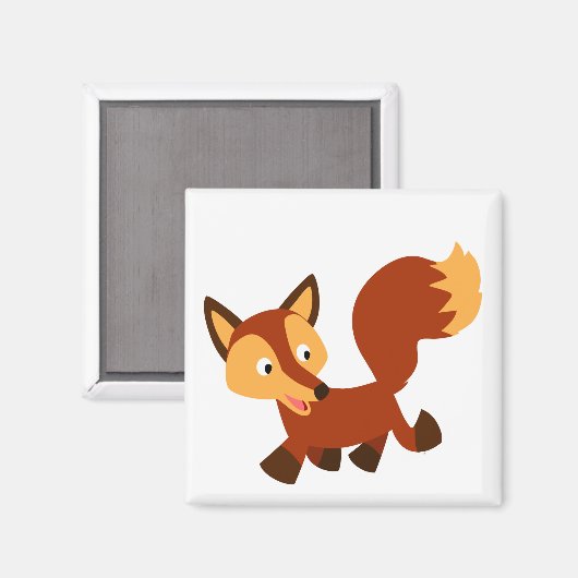 Niedlich Happy Cartoon Fox Magnet (Vorderseite/Rückseite)