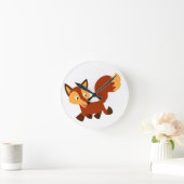 Niedlich Happy Cartoon Fox Wall Clock Runde Wanduhr (Zuhause)