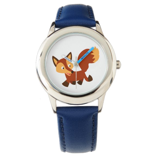 Niedlich Happy Cartoon Fox Watch Armbanduhr (Vorderseite)