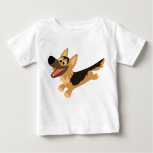 Niedlich Happy Cartoon German Shepherd Baby T - Sh Baby T-shirt