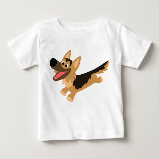 Niedlich Happy Cartoon German Shepherd Baby T - Sh Baby T-shirt (Vorderseite)