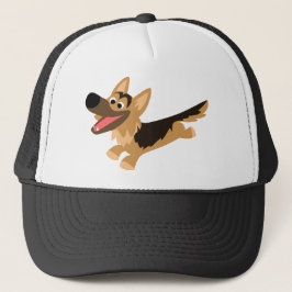 Niedlich Happy Cartoon German Shepherd Hat Truckerkappe