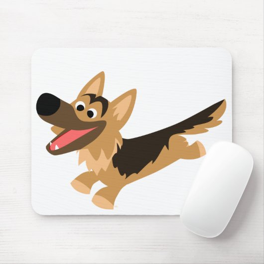 Niedlich Happy Cartoon German Shepherd Mousemat Mousepad (Mit Mouse)