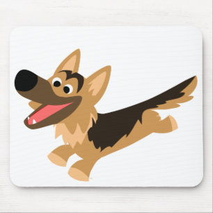 Niedlich Happy Cartoon German Shepherd Mousemat Mousepad