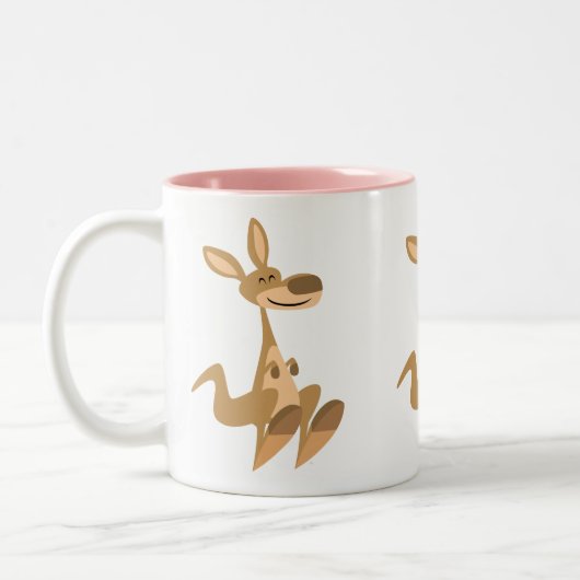 Niedlich Happy Cartoon Kangaroo Zweifarbige Tasse (Links)