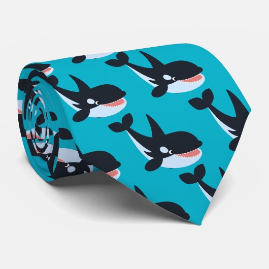 Niedlich Happy Cartoon Killer Whale Krawatte (Gerollt)