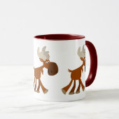 Niedlich Happy Cartoon Moose Tasse (VorderseiteRechts)