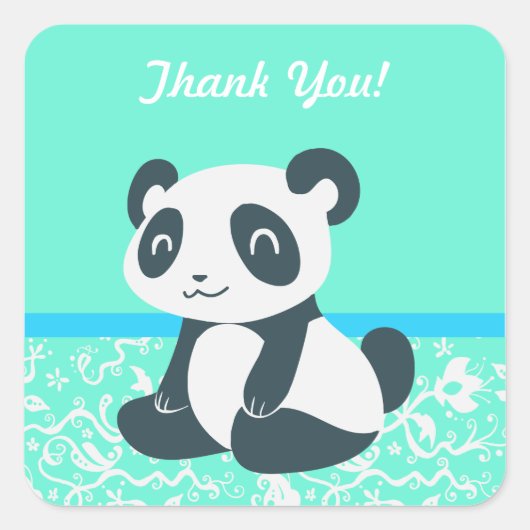 Niedlich Happy Cartoon Panda Quadratischer Aufkleber (Vorderseite)