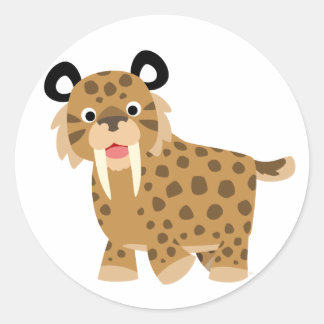 Niedlich Happy Cartoon Smilodon Aufkleber
