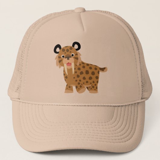Niedlich Happy Cartoon Smilodon Hat Truckerkappe (Vorderseite)