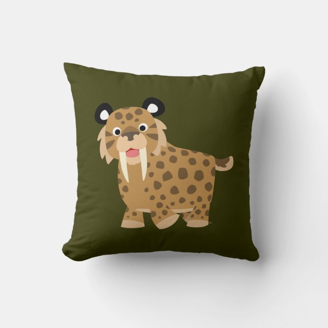 Niedlich Happy Cartoon Smilodon Pillow Kissen (Vorderseite)