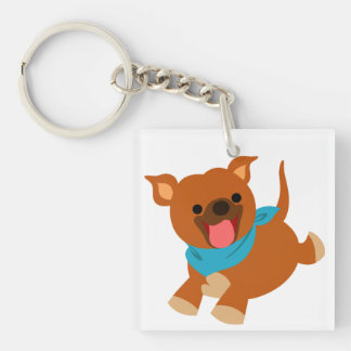 Niedlich Happy Cartoon Staffie Acrylic Schlüsselan Schlüsselanhänger