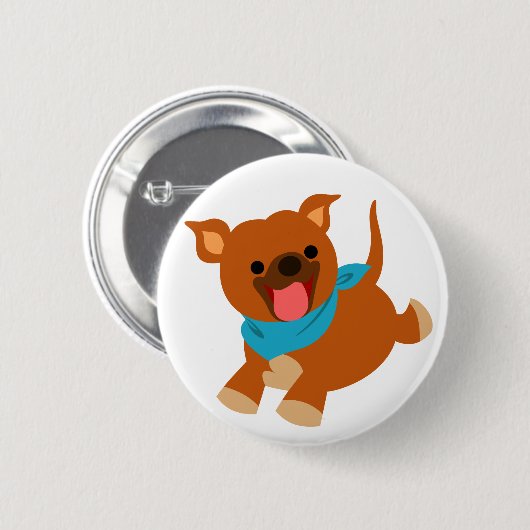 Niedlich Happy Cartoon Staffie Button Abzeichen (Vorne & Hinten)