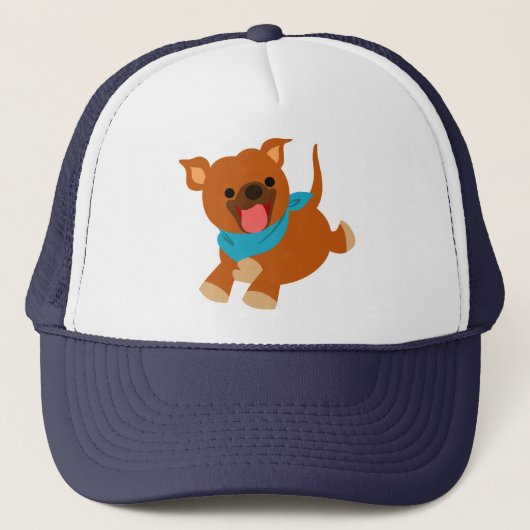 Niedlich Happy Cartoon Staffie Hat Truckerkappe (Vorderseite)