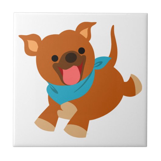 Niedlich Happy Cartoon Staffie Tile Fliese (Vorderseite)