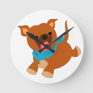 Niedlich Happy Cartoon Staffie Wall Clock Runde Wanduhr