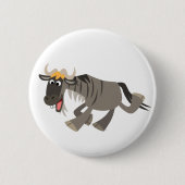 Niedlich Happy Cartoon Wildebeest Button Abzeichen (Vorderseite)