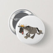 Niedlich Happy Cartoon Wildebeest Button Abzeichen (Vorne & Hinten)