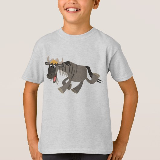 Niedlich Happy Cartoon Wildebeest Children T - Shi T-Shirt (Vorderseite)