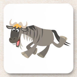 Niedlich Happy Cartoon Wildebeest Cork Untersetzer
