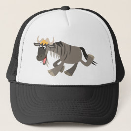 Niedlich Happy Cartoon Wildebeest Hat Truckerkappe