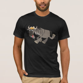 Niedlich Happy Cartoon Wildebeest T - Shirt