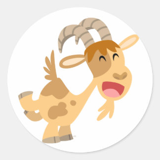 Niedlich Happy Cartoon Ziegensticker Runder Aufkleber