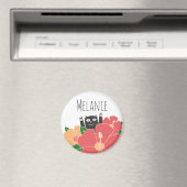 Niedlich Happy Cat Spring Blumen Personalisiert Magnet (In Situ (Geschirrspüler))