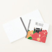 Niedlich Happy Cat Spring Blumen Personalisiert Notizblock (Innenseite)