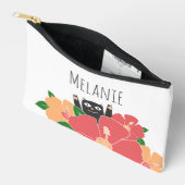 Niedlich Happy Cat Spring Blumen Personalisiert Zubehörtasche (Offen)