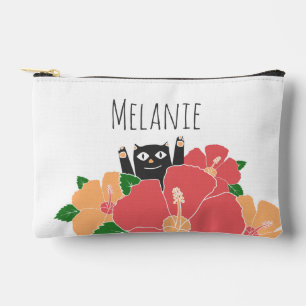 Niedlich Happy Cat Spring Blumen Personalisiert Zubehörtasche