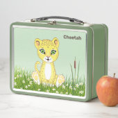 Niedlich Happy Cheetah Leopard im Wald Metall Brotdose (Beispiel)