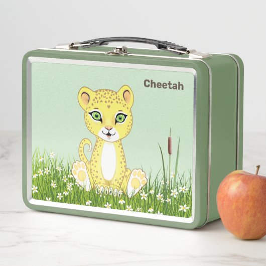 Niedlich Happy Cheetah Leopard im Wald Metall Brotdose (Beispiel)