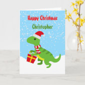 Niedlich Happy Christmas Dinosaur T Rex Karte (Gelbe Blume)