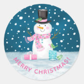 Niedlich Happy Christmas Snowman Sticker (Vorderseite)