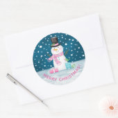 Niedlich Happy Christmas Snowman Sticker (Umschlag)