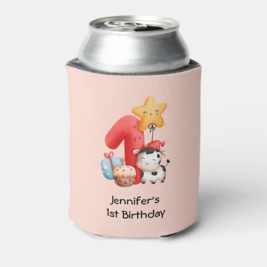 Niedlich Happy Cow 1. Geburtstag Dosenkühler (Kanne Rückseite)