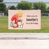 Niedlich Happy Cow 1. Geburtstag Willkommen Banner (Insitu)