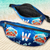Niedlich Happy Crab Ocean Blue Sommerurlaub Name Bauchtasche