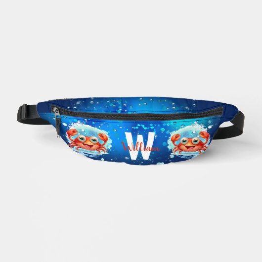 Niedlich Happy Crab Ocean Blue Sommerurlaub Name Bauchtasche (Vorderseite)