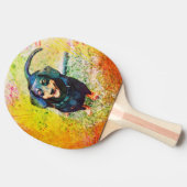 Niedlich Happy Dackel Hund Kopfgesicht Tischtennis Schläger (Seitenansicht)