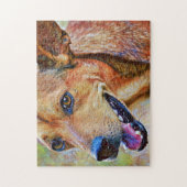 Niedlich Happy Dackel Hunde Gesicht Art Puzzle (Vertikal)