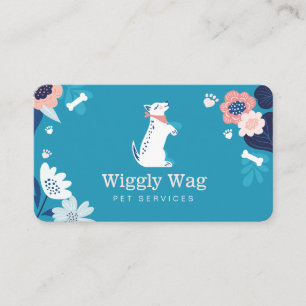 Niedlich Happy Dog Floral Botanical Blue Pet Servi Visitenkarte