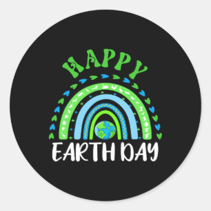 Niedlich Happy Earth Day Niedlich Rainbow Earth Lo Runder Aufkleber