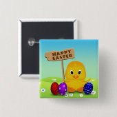 Niedlich Happy Easter Baby Chick Button (Vorne & Hinten)