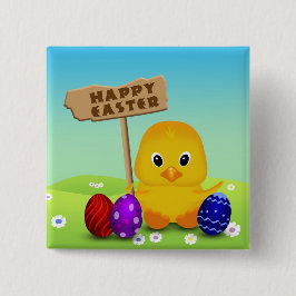 Niedlich Happy Easter Baby Chick Button