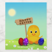 Niedlich Happy Easter Baby Chick farbenfrohe Eier Weinetikett (Einzelnes Label)