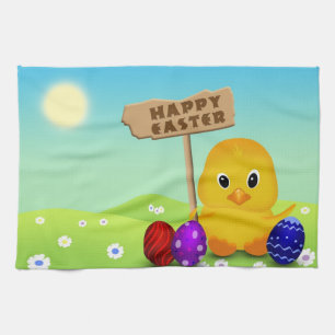 Niedlich Happy Easter Baby Chick Geschirrtuch