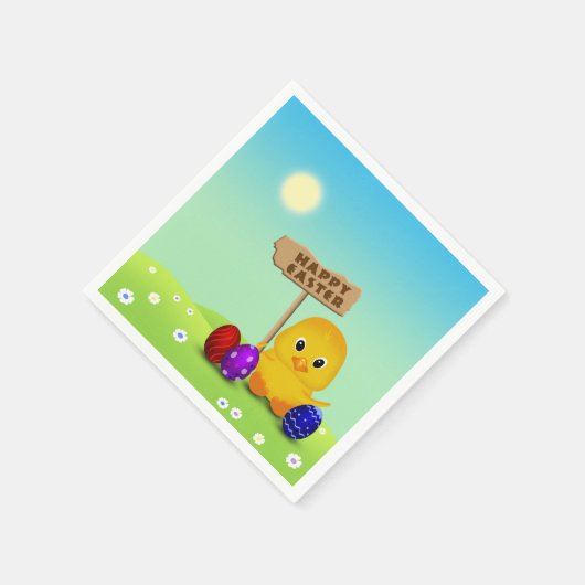 Niedlich Happy Easter Baby Chick Serviette (Ecke)